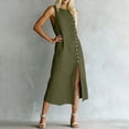 thumbnail image 4 of Odbmxy Womens Midi Dresses Summer Shift Cotton Linen Shirt Dress for Women Classy Sleeveless Button Front Office, 4 of 6