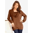 thumbnail image 2 of Roaman's Women's Plus Size Lightweight Cowl Neck Sweater With Lace Trim, 2 of 4