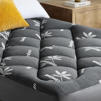 Mattress Topper Queen Size - Viscose Made from Bamboo Pillow Top Mattress Pad with Deep Pockets - Soft Mattress Topper for Back Pain Relief(60"x80",Black)