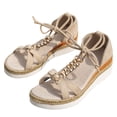thumbnail image 6 of Platform Wedge Sandals for Women 2025 Rhinestones Pearl Flower Beach Summer Open Toe Strappy Dress Sandals, 6 of 8