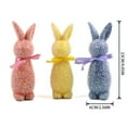 thumbnail image 3 of Easter Flocked Bunny Figurines with Bow Ties, 9 Inch Adorable Rabbit Tabletop Decor for Spring & Easter, Cute Home & Garden Ornaments for Easter Celebration, 3 of 6