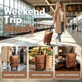 thumbnail image 4 of 2-In-1 Foldable Rolling Cart for Grocery Shopping, Brown Portable Tote Trolley with Collapsible Frame Smooth Wheels, Space-Saving Travel Cart for Market, Small Size, 4 of 8