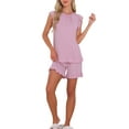 thumbnail image 2 of INSPIRE CHIC Women's Ruffle Cap Sleeve Lounge Tops and Shorts 2 Piece Pjs Sleepwear Pajama Sets XS Pink, 2 of 5