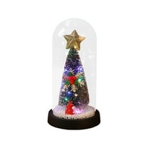 Hwkond Arbol De Navidad Mini Christmas Tree Glass Cover LED Color Light Decoration Ornament Christmas Desktop Decoration Ornament