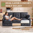 thumbnail image 4 of Timbernest 89" Cloud Sectional Sofa with Storage and Charging Ports, Chenille Couch for Living Room, 3-Seat, Dark Gray, 4 of 9