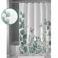 thumbnail image 3 of Extra Long Shower Curtain 72x84 Inch, Teal Eucalyptus Leaves Shower Curtain Waterproof Bathroom Decor Butterflies Summer Botanical Fabric Bath Curtain Set Accessories with Hooks, 3 of 6