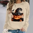 thumbnail image 2 of qelini Halloween Pullover Sweatshirt for Women Plus Size V Neck Pumpkin Print Shirts Sweater Tops Long Sleeve Crew Neck Fall Winter Tops, 2 of 6