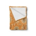 thumbnail image 2 of Tan and Brown Soft Flannel Fleece Throw Blanket, Ornamental Ottoman Garden Pattern with Tulips and Blossoming Flowers, Cozy Plush for Indoor and Outdoor Use, 70" x 90", Orange Tan Brown, by Ambesonne, 2 of 5
