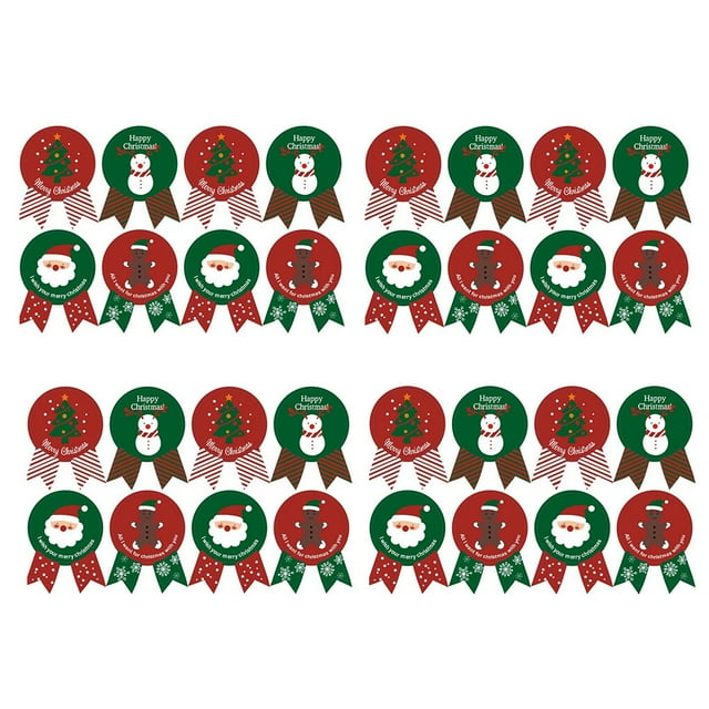 32 Pieces Christmas Greeting Card Envelope Sealing Stickers Self-adhesive Candy Box Gift Package Decals Seal Labels Holiday