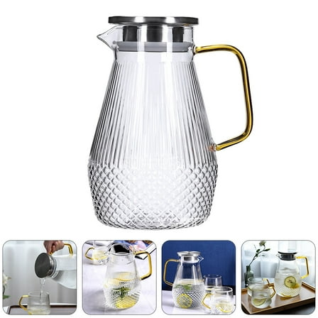 ADDHAT Pitcher Glass Easy to Clean 1Pc 4.52X4.52X8.06in