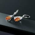 thumbnail image 4 of Gem Stone King 925 Sterling Silver Twilight Orange Mystic Quartz and White Moissanite Dangle Earrings for Women (6.34 Cttw, Gemstone Birthstone, Oval 10X8MM, Trillion 5MM), 4 of 4