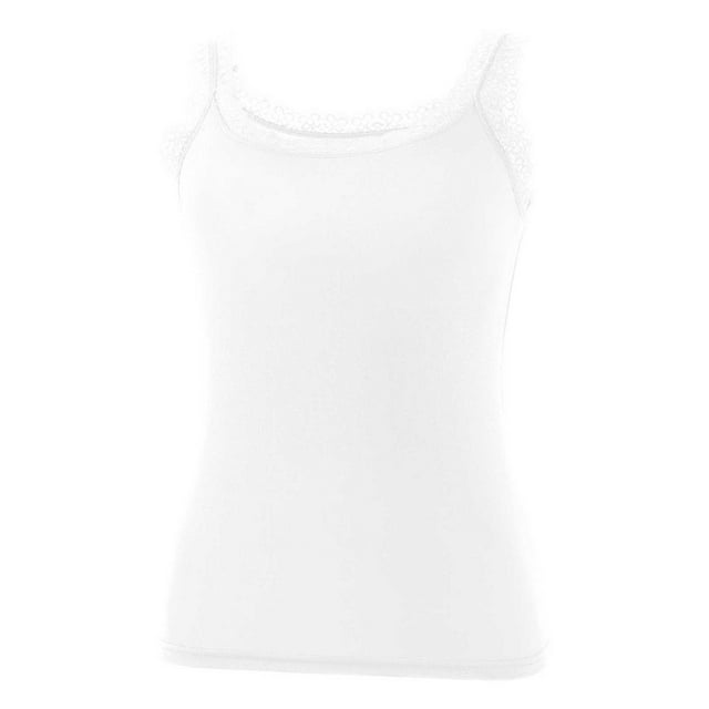 BLVB Lace Camisole Tank Tops for Women Summer Scoop Neck Sleeveless Tops Soft Ribbed Lace Trim Cami Shirts Basic Undershirts