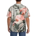 thumbnail image 3 of Lsque Tropical With Flamingos print Men's Cuban Collar Short Sleeve Shirt Summer Beachwear Casual Button Down Fashionable Vacation Leisure Shirt-Large, 3 of 7