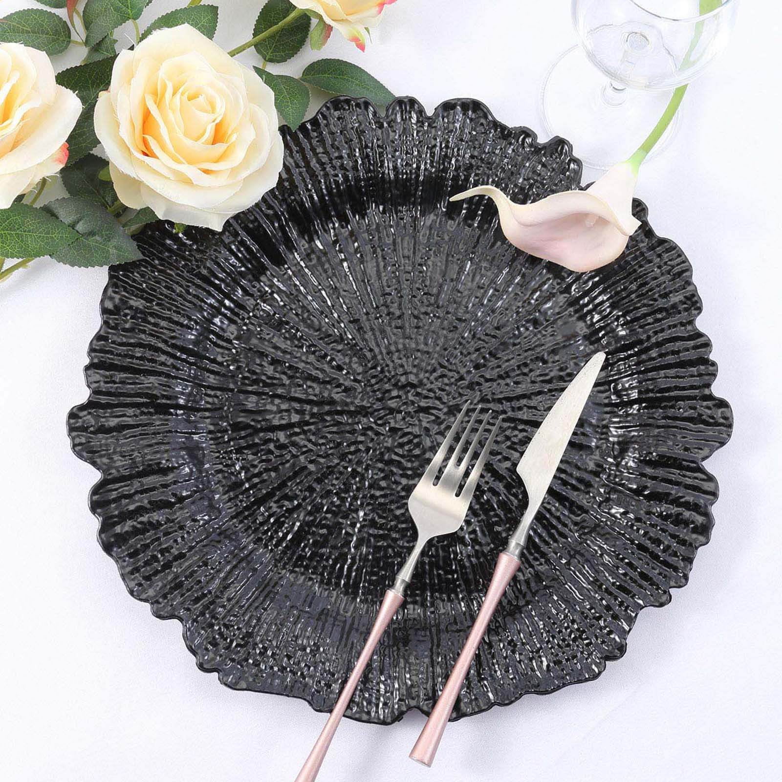 Set of 6 13 inch USA Party Flower Elegant Plastic Reef Charger Plate