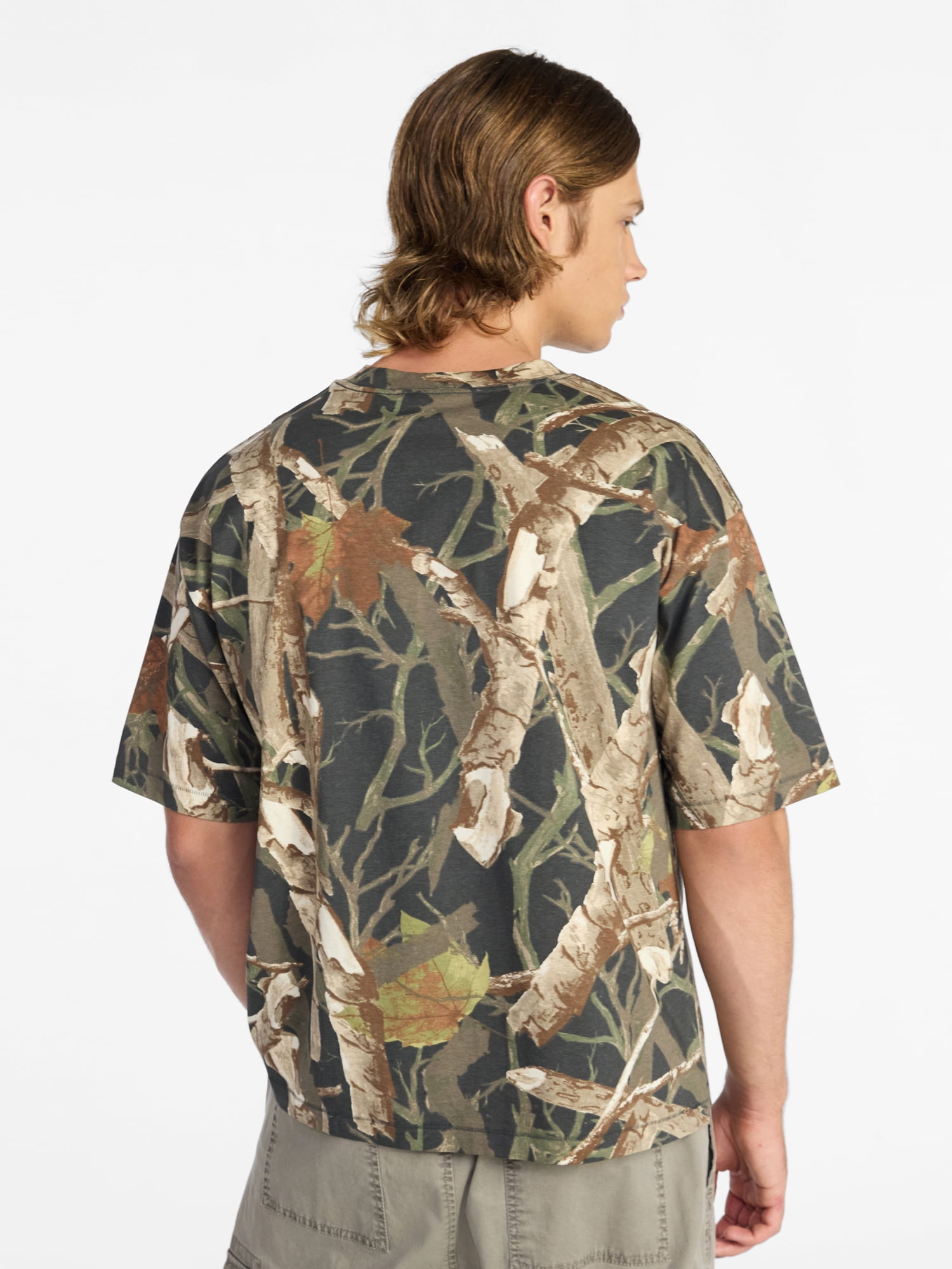 No Boundaries Cotton Oversized Cropped Tee with Short Sleeves, Men's and Big Men's XS-5XL