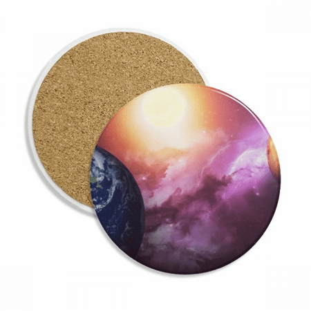 

Planet Earth Red Blue Colorful Coaster Cup Mug Tabletop Protection Absorbent Stone