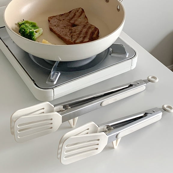 White Kitchen Tongs with Slotted Tips, High-Temperature Tolerance & Secure Grip for Cooking,New Release,Vsgery,White