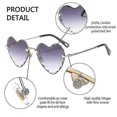 thumbnail image 3 of Heart Sunglasses Rimless Thin Metal Frame Heart Shaped Sun Glasses Cute Eyewear For Women Blue Grey, 3 of 3