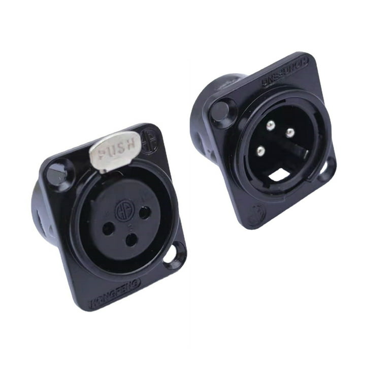 1pc Black 6.35mm XLR Jack Connector Panel Mount Chassis Connector for  Microphone/MIC/Audio/Video