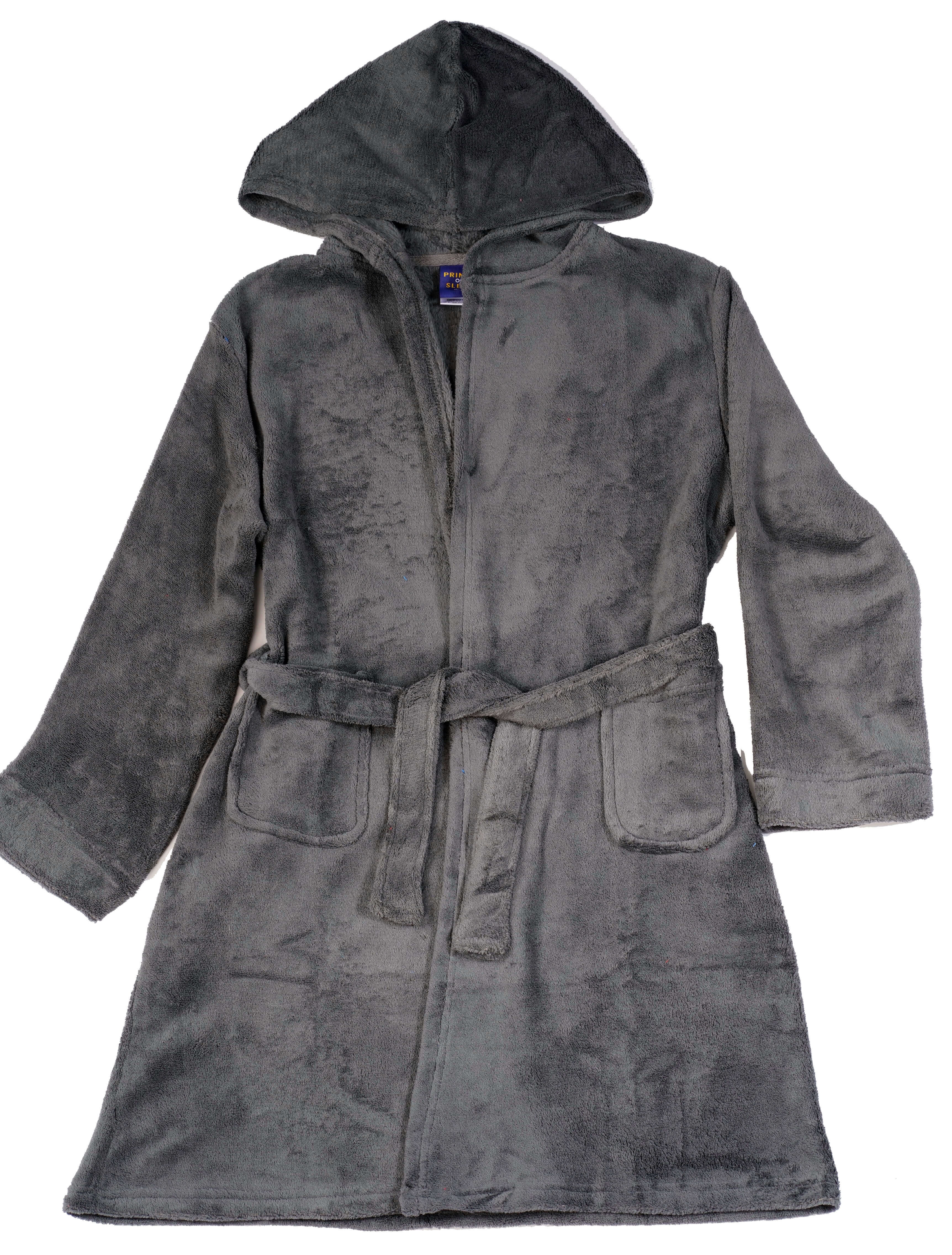 Prince of Sleep Fleece Solid Robes for Boys (Charcoal, Boys 8