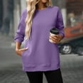 thumbnail image 5 of Htigea Oversized Sweatshirts for Women Fleece Crewneck Pullover Long Sleeve Tops Casual Loose Athletic Shirts with Pockets Purple XL, 5 of 9