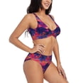 thumbnail image 2 of Daiia Retro Palms Women's Bikini Set Two Piece Swimsuit High Waisted Bikini Adjustable Straps Bikini Perfect for Beach, Pool, and Summer Vacation-, 2 of 9