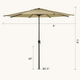 thumbnail image 6 of Abba Patio 9ft Oslo Outdoor Umbrella w/ Push Button Tilt & Crank, 8 Ribs, Brown, 6 of 8