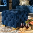 thumbnail image 3 of Baxton Studio Avara Glam and Luxe Royal Blue Velvet Fabric Upholstered Gold Finished Button Tufted Ottoman, 3 of 5