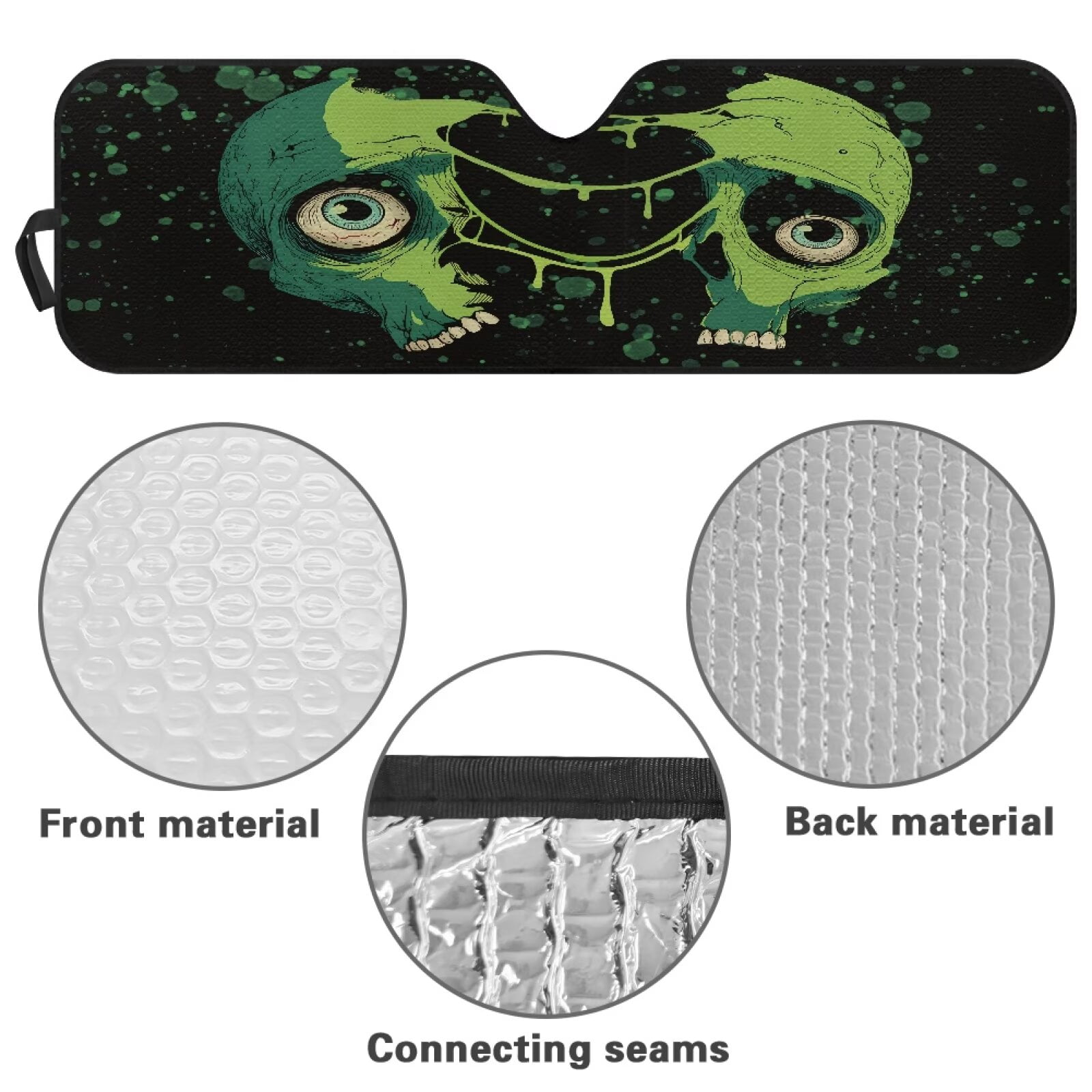 HUIACONG Green Skull Sun Shade Windshield Compatible with Jeep Wrangler Sun Shade fit for Jeep Wrangler JL JLU 2018-2025 / Jeep Gladiator 2020-2025 ,Keep Car Interior Cooler