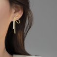 thumbnail image 3 of Sterling Silver Rhinestone Bow Dangle Earrings for Women Crystal Stud Earrings Drop Tassels Statement Earrings Bridal Wedding, 3 of 5