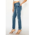 thumbnail image 5 of PREJEAN Women's High Waist Stretch Skinny Jeans – Dark Blue Distressed Denim with Ripped Hem, 5 of 12