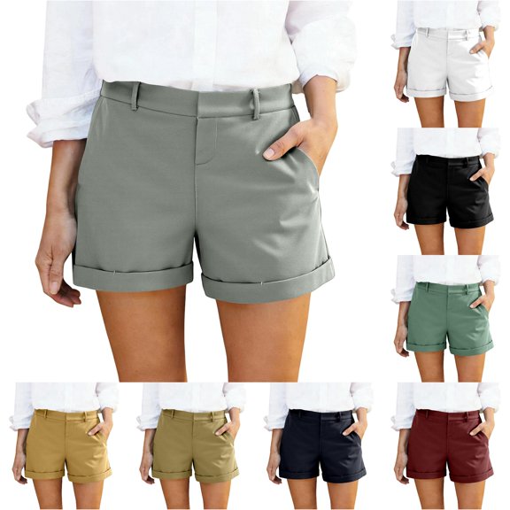 Afdoent Shorts For Women Casual Loose Fit Summer Breathable Blend Elastic Waist Comfortable Shorts With Pockets For Ladies Beach Vacation