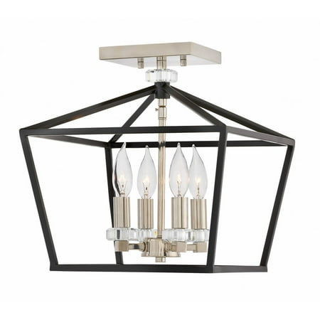 

4 Light Medium Semi-Flush Mount in Transitional Style 13 inches Wide By 13.5 inches High-Black Finish Bailey Street Home 81-Bel-2760304