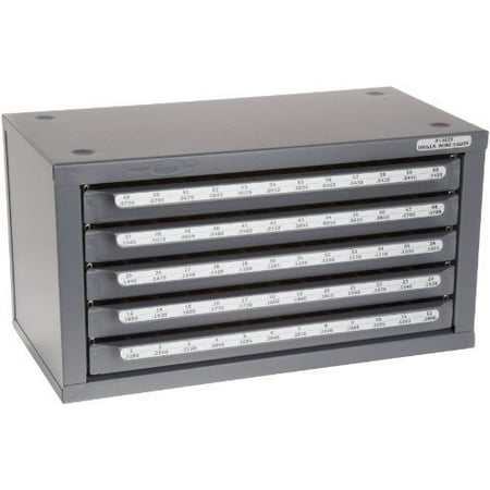 Helix Jobbers Length Drills - Huot Five-Drawer Drill Bit Dispenser Cabinet for Jobber Length Wire Sizes #1 to #60