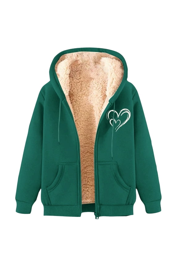 Jacket Women's Coat Heavyweight Hooded Jacket Winter Warm Lined Zipper Thick Coat Outdoor Cold Weather Coats Ladies Jackets Fall Coats C-Green M