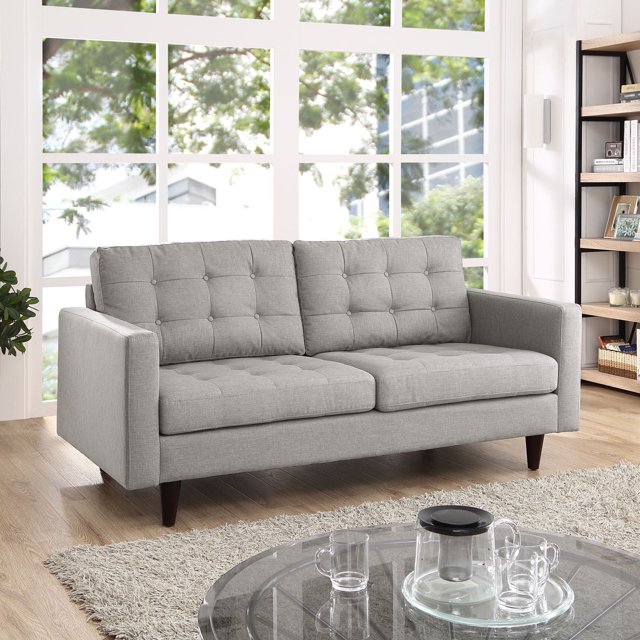 Modway Empress Causeuse Rembourrée en Tissu, Gris Pâle