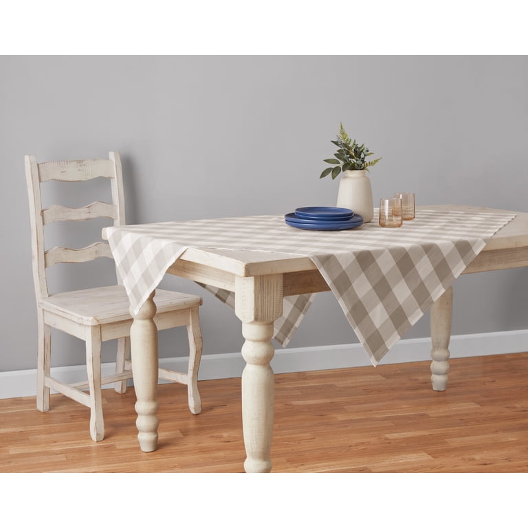 Beige Plaid Table Throw photo 2