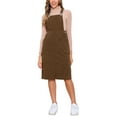thumbnail image 2 of Vestido midi casual sin mangas de tirantes ajustables de pana para mujer Inspire Chic con bolsillos XL marrón, 2 of 6