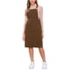 thumbnail image 2 of Vestido midi casual sin mangas de tirantes ajustables de pana para mujer Inspire Chic con bolsillos XL marrón, 2 of 6