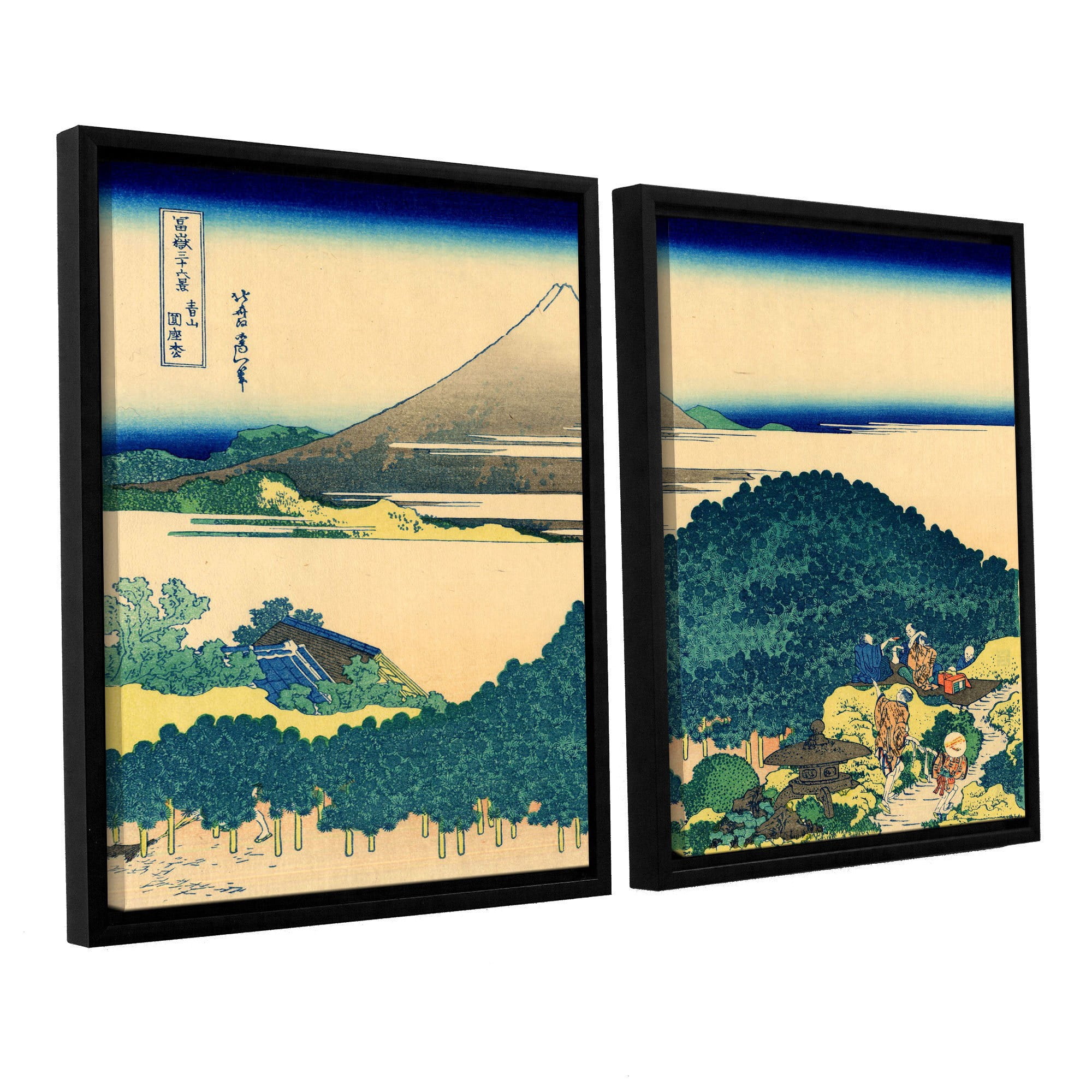 ArtWall Katsushika Hokusai "The Coast of Seven Leagues in Kamajura" 2-Piece Floater Framed Canvas Set