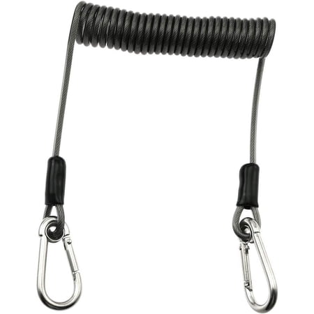 Fishing Coiled Lanyard Stainless Steel Wire Lost Hand Rope Telescopic Rope Hook Loss Prevention Fishing Accessories Tools for Mountaineering Fishing Boating Hiking Camping and Hunting