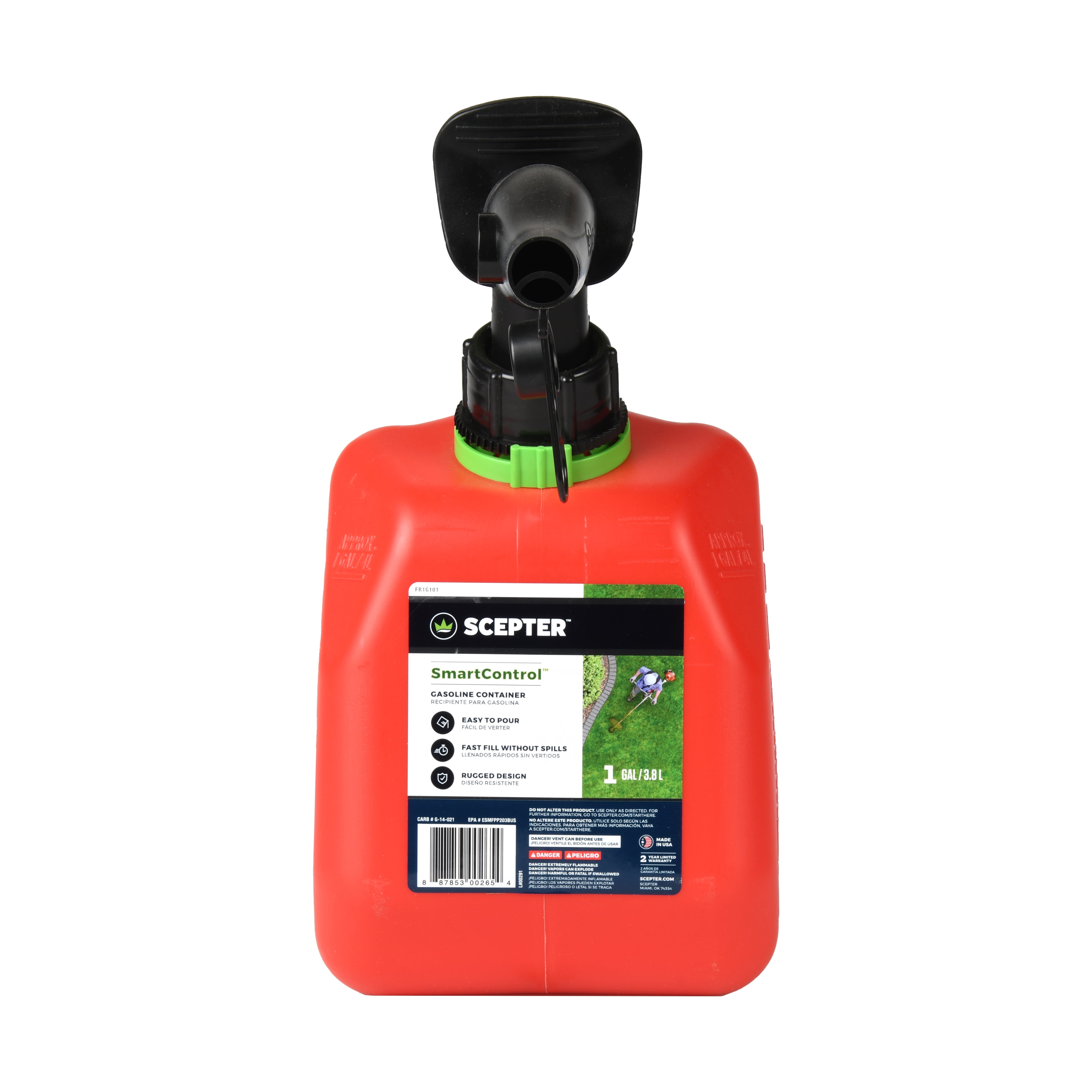 Scepter 1 Gallon SmartControl Gas Can with Funnel