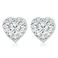 thumbnail image 3 of Gem Stone King 925 Sterling Silver Heart Shape Halo Cubic Zirconia Earring for Women (2.32 Cttw. 5MM Center Stone), 3 of 7