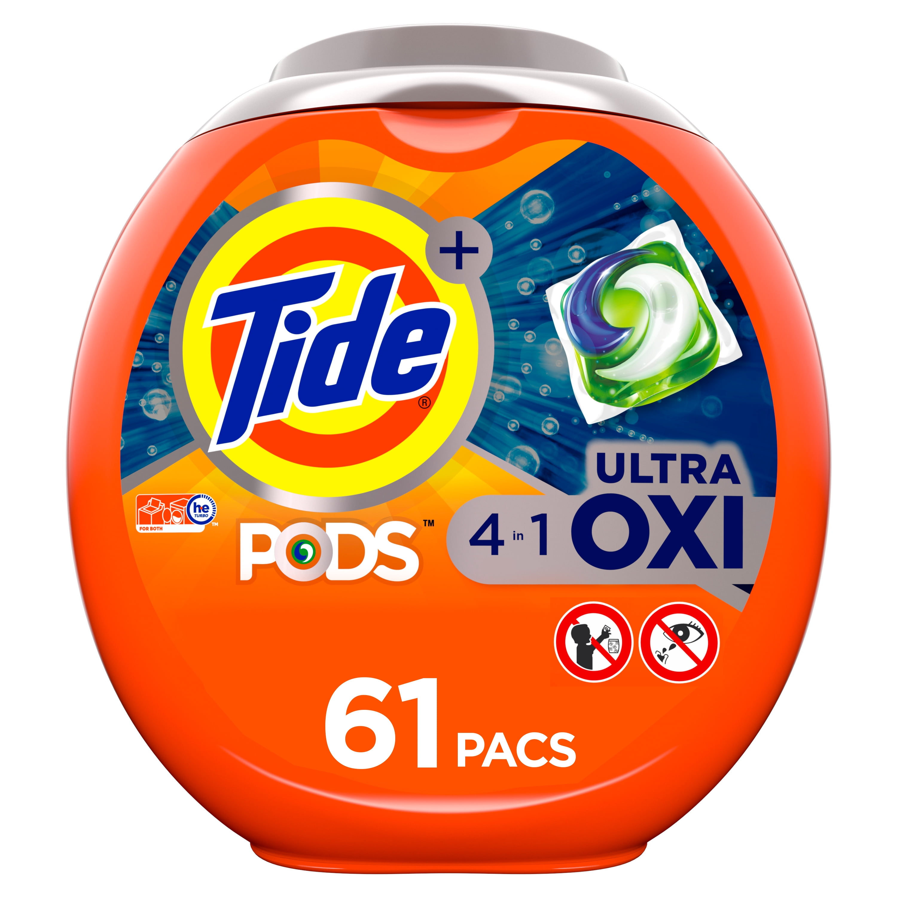 Tide PODS Ultra Oxi Liquid Laundry Detergent Pacs, 61 Count