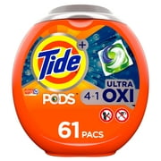 Tide PODS with OXI, Liquid Laundry Detergent Pacs, 61 count