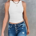 thumbnail image 2 of Camiseta sin mangas para mujer, cuello redondo, tejido, espalda abierta, chaleco sin espalda para uso de verano, 2 of 6