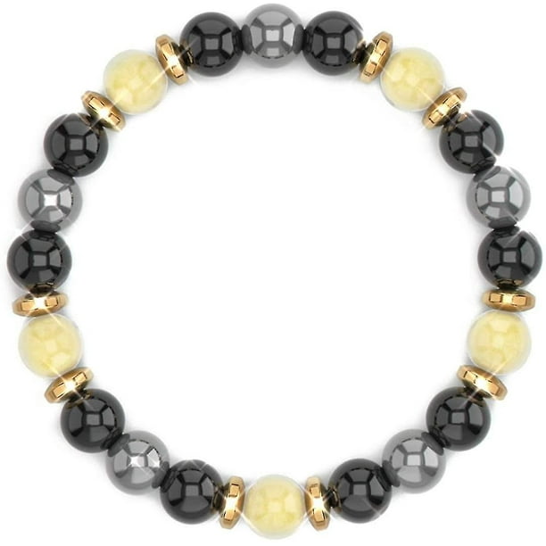 Pulsera de riqueza de obsidiana negra Feng Shui de hematita. Pulseras de cuentas para mujeres y hombres. Pulsera de citrino buena suerte Feng Shui para hombres y mujeres