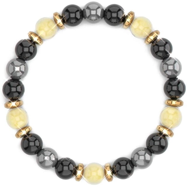 Pulsera de riqueza de obsidiana negra Feng Shui de hematita. Pulseras de cuentas para mujeres y hombres. Pulsera de citrino buena suerte Feng Shui para hombres y mujeres