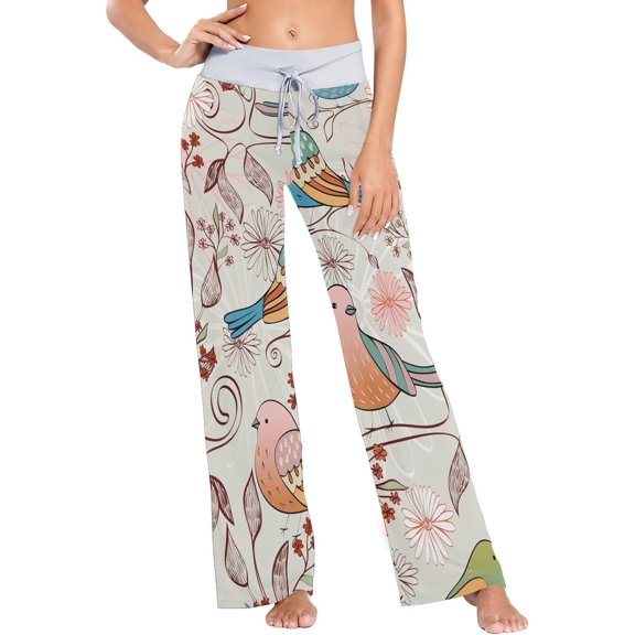 Women's Pajama Pants Cartoon Birds Comfy Stretch Sleepwear Essentials womens Lightweight Lounge Terry Pajama Pant, X-Small