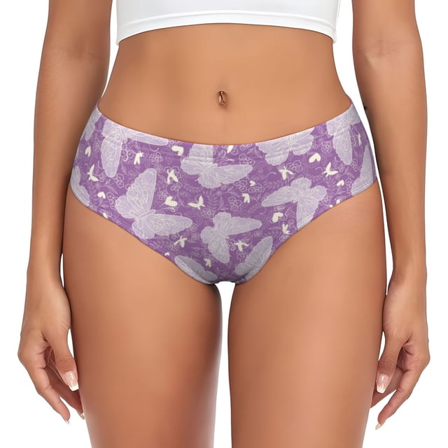 Fotbe Purple Butterflies Floral Calzones Estampados para Mujer – Ropa Interior de Algodón, Cómoda, Suave y Elástica-4X-Large